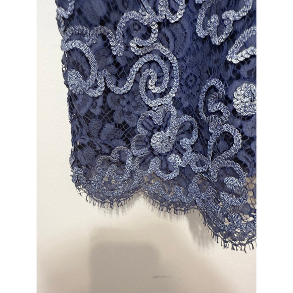 Escada Navy & Light Blue Lace Pencil Skirt Size 10 EU 40 - Picture 3 of 8